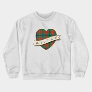 The WILSON Family Tartan Heart & Ribbon Retro-Style Insignia Design Crewneck Sweatshirt